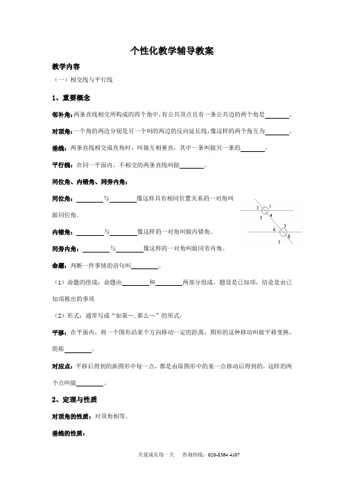 初一数学人教版下学期总复习教案