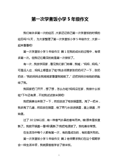第一次学煮饭小学5年级作文