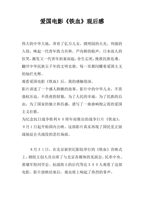 爱国电影《铁血》观后感