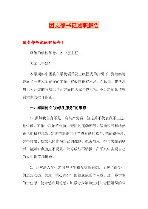 团支部书记述职报告