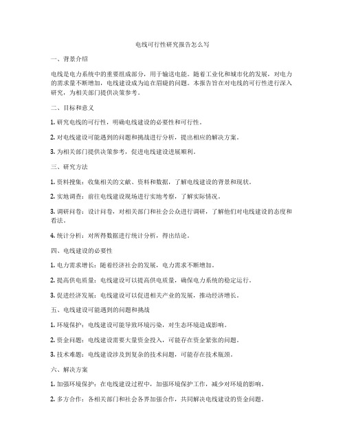 电线可行性研究报告怎么写