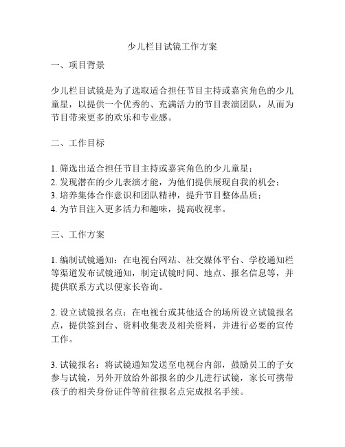 少儿栏目试镜工作方案
