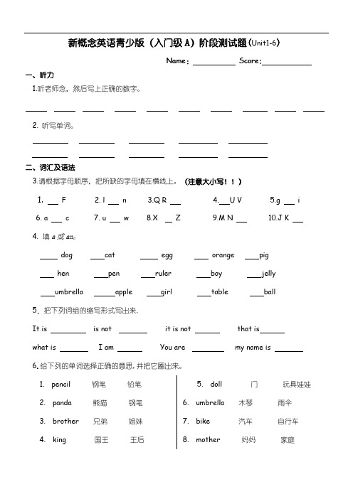 新概念入门级A试卷