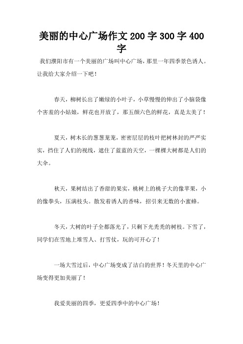 美丽的中心广场作文200字300字400字