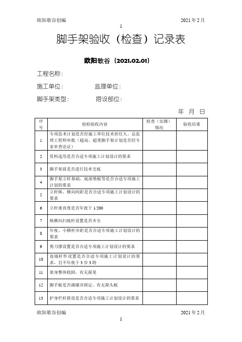 脚手架验收记录