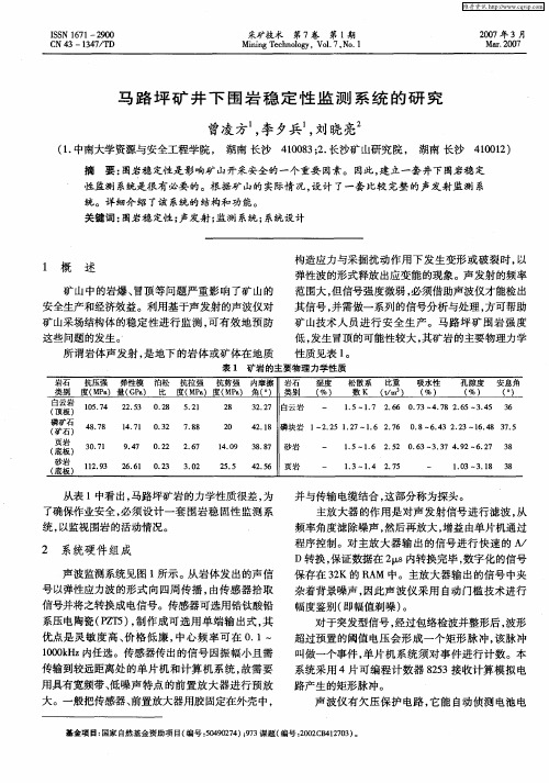 马路坪矿井下围岩稳定性监测系统的研究
