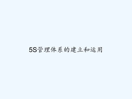 5S管理体系的建立和运用 PPT