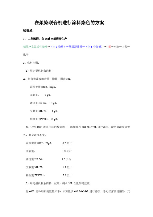在浆染联合机进行涂料染色的方案