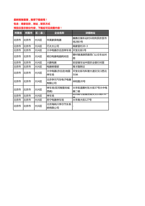 新版北京市北京市大兴区汽车电器企业公司商家户名录单联系方式地址大全12家