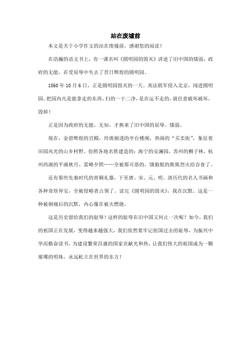 站在废墟前_小学作文