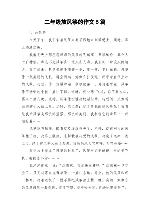二年级放风筝的作文5篇_作文