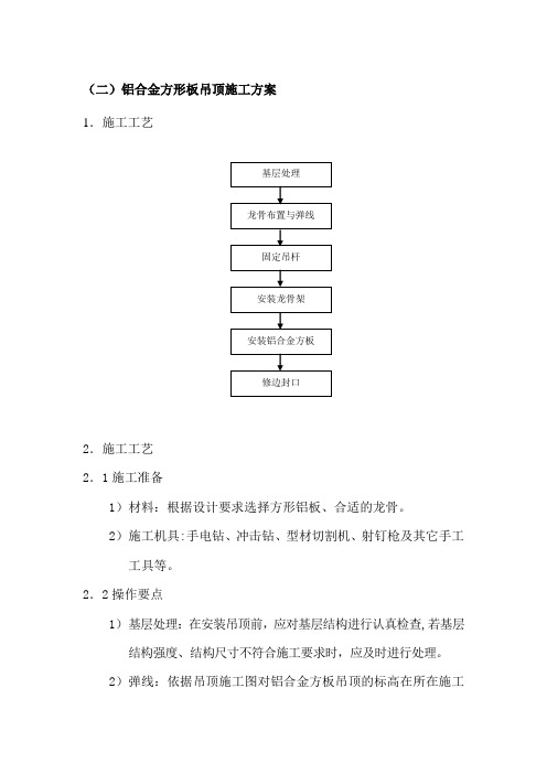 铝合金方形板吊顶施工方案