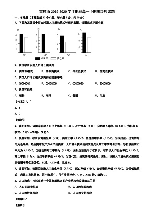 吉林市2019-2020学年地理高一下期末经典试题含解析