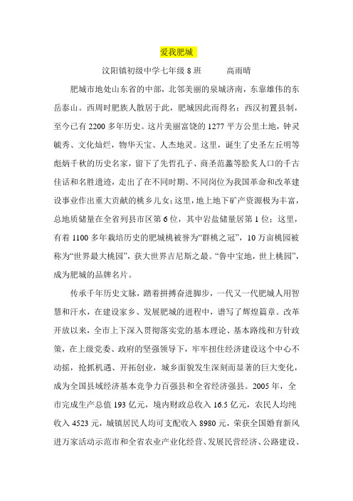 征文：爱我肥城