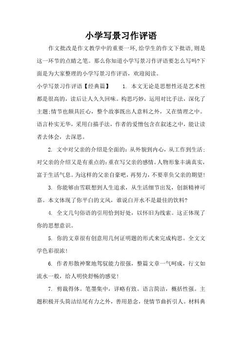 小学写景习作评语(标准版)