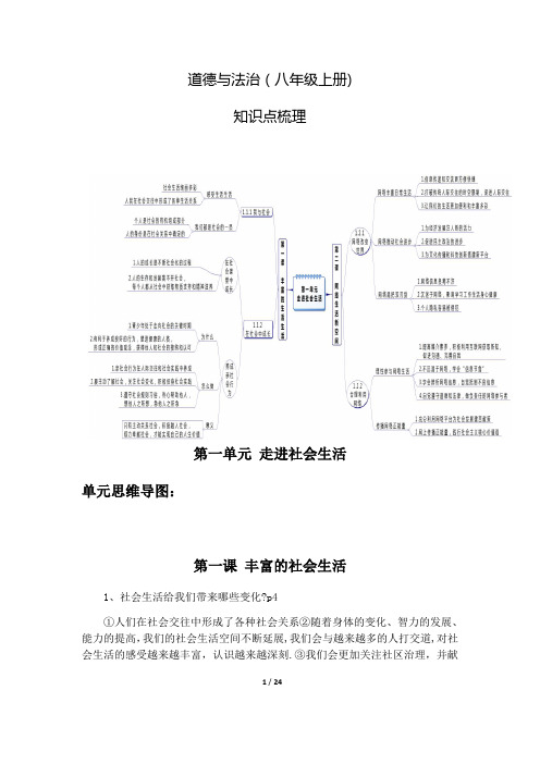 人教版道德与法治八年级上册知识框架考点梳理