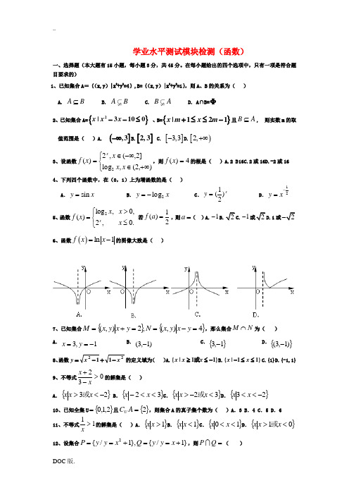 高二数学会考题函数学业水平试题 新人教版