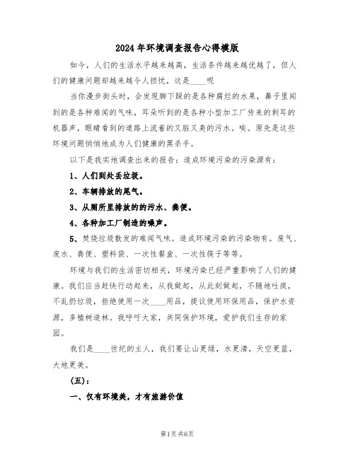 2024年环境调查报告心得模版(2篇)
