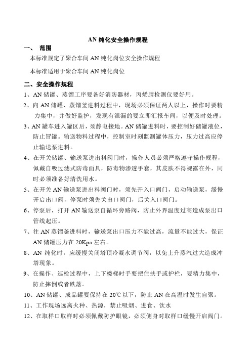 AN纯化安全操作规程
