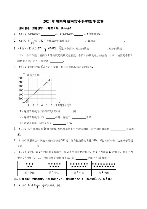 2024年陕西省渭南市小升初数学试卷(含答案)