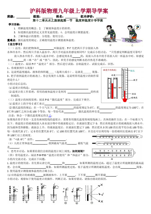 沪科版九年级物理导学案(全册)