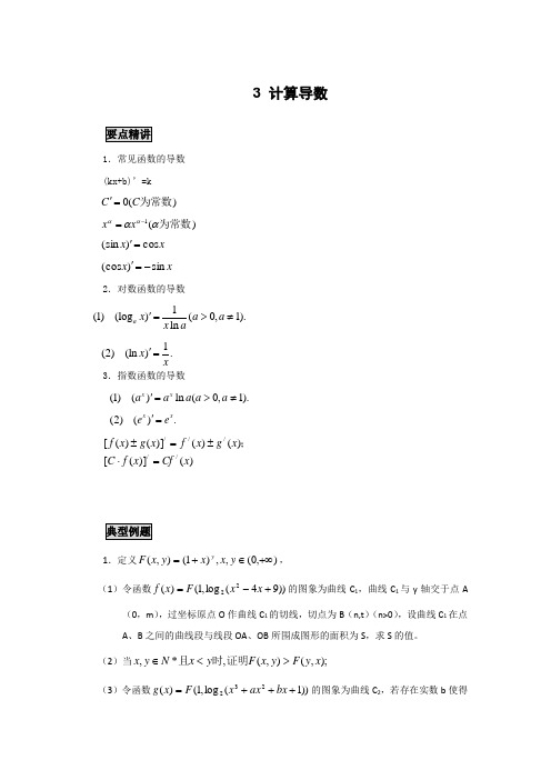 高中数学知识点精讲精析 计算导数