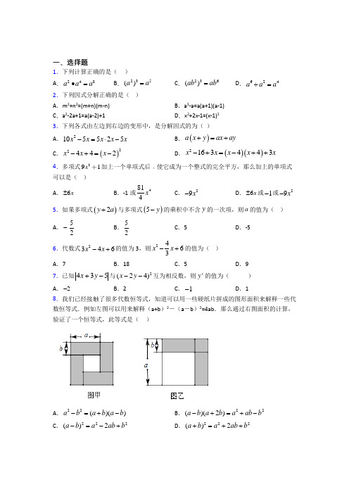 上海民立中学八年级数学上册第十四章《整式的乘法与因式分解》(含解析)