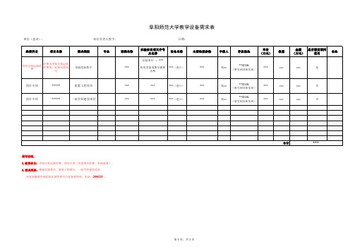 教学设备需求表