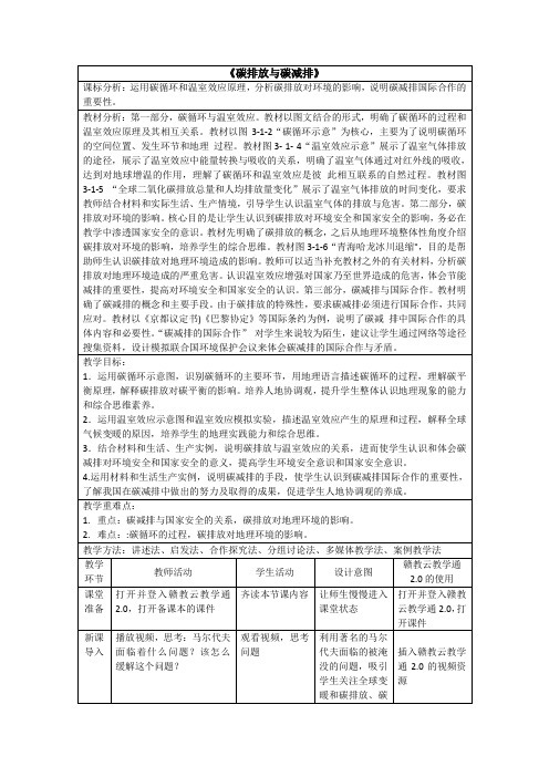 3.1 碳排放与碳减排(教学设计)-2024-2025学年高二地理同步精品课堂(中图版2019选择性