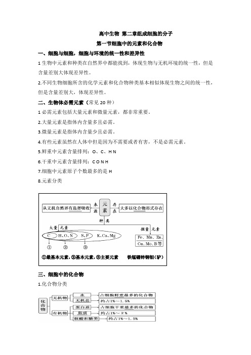 第二章组成细胞的分子考点总结