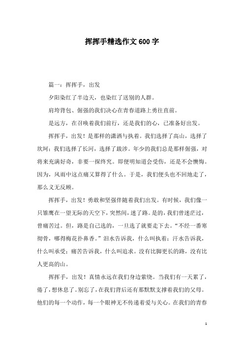 挥挥手精选作文600字