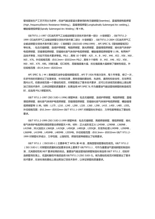石油天然气管道规格型号