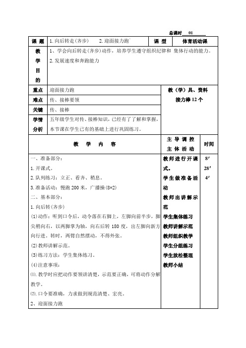 五年级(上)体育活动课教案2017年
