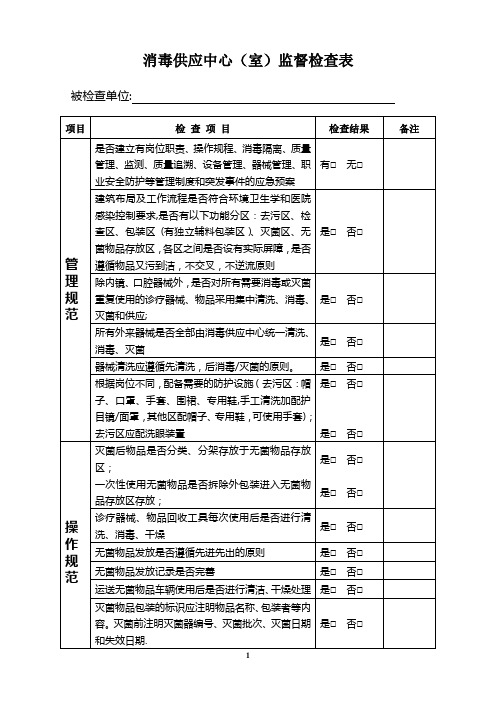 供应室检查表(2015)