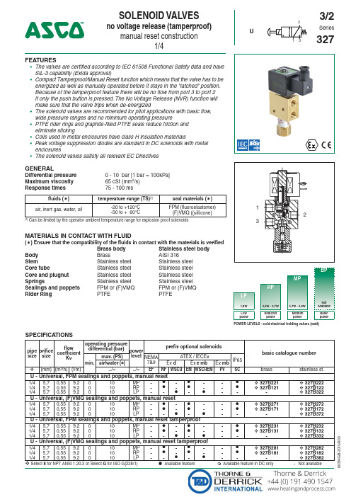 ASCO NUMATICS 1 4 电磁阀说明书