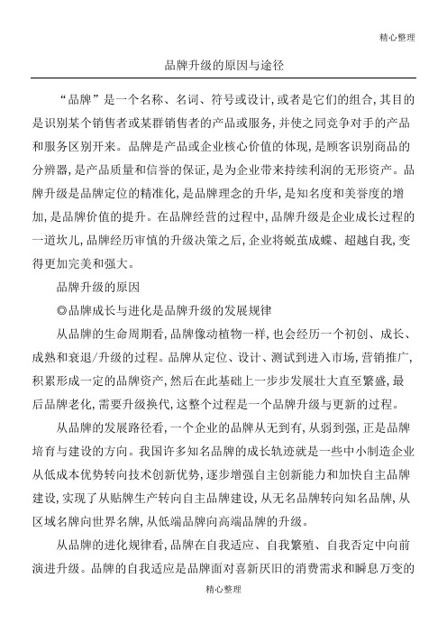 品牌升级的原因与途径