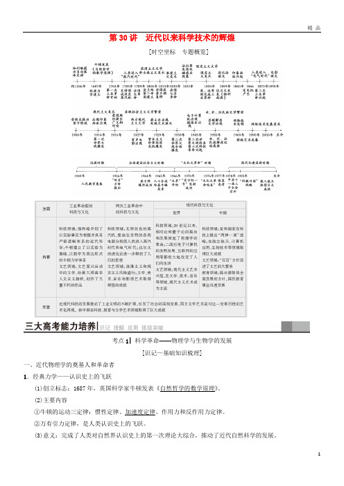 2019高考历史总复习 专题15第30讲 近代以来科学技术的辉煌学案 人民版