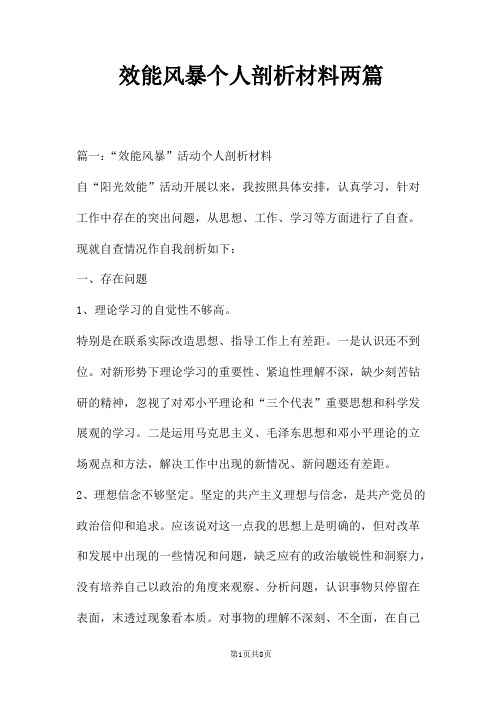 效能风暴个人剖析材料两篇