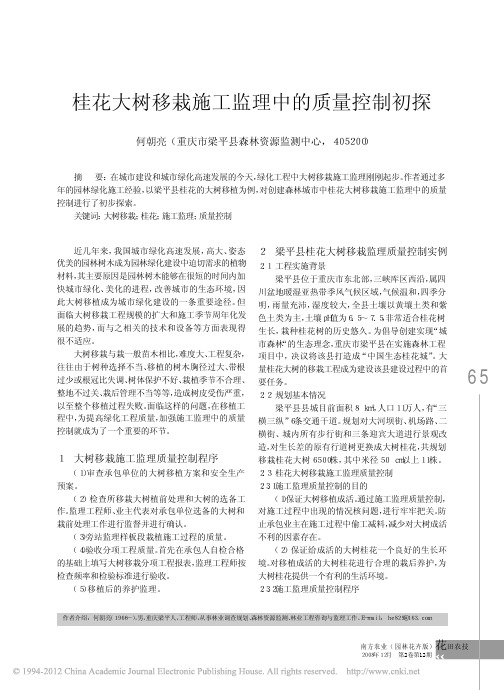 桂花大树移栽施工监理中的质量控制初探