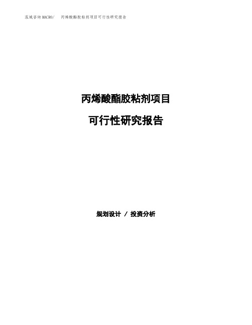 2020年丙烯酸酯胶粘剂项目可行性研究报告