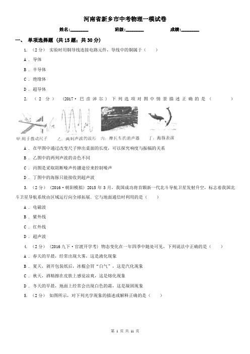 河南省新乡市中考物理一模试卷  