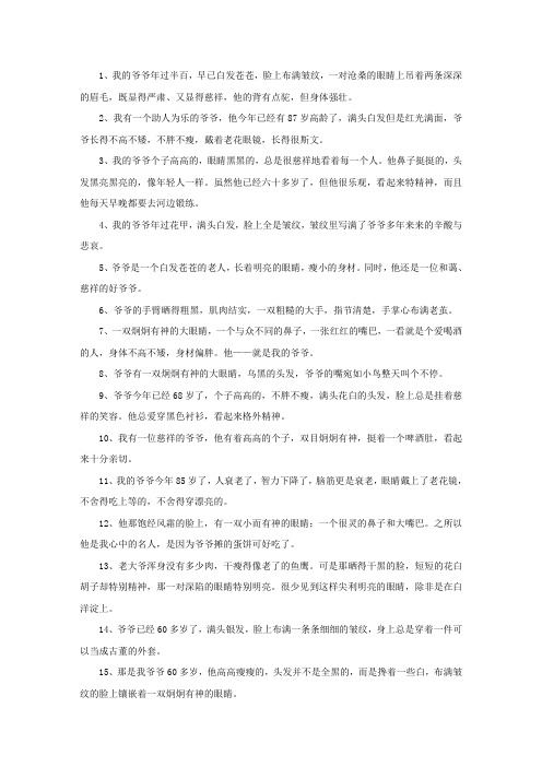 精选描写老爷爷外貌的段落