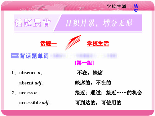 人教版2018届高三英语一轮复习话题晨背：专题一 学校生活 (共23张PPT)