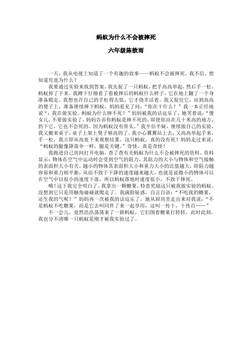 蚂蚁为什么不会被摔死