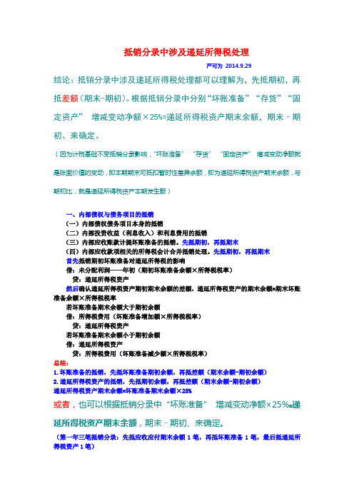抵销分录中涉及递延所得税处理