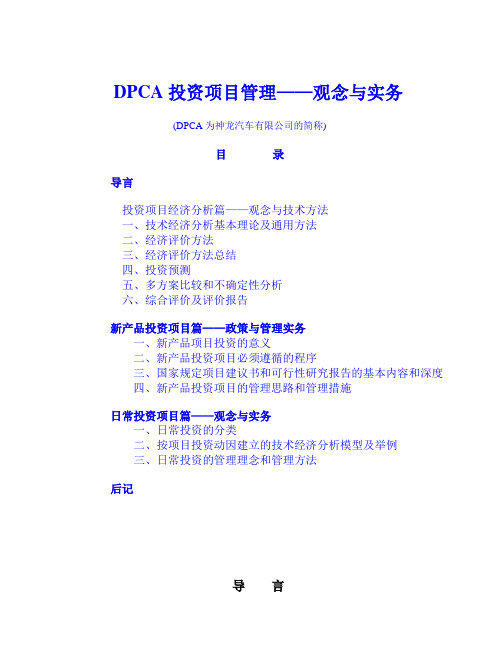 投资管理-DPCA投资评价手册 精品