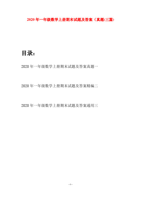 2020年一年级数学上册期末试题及答案真题(三套)