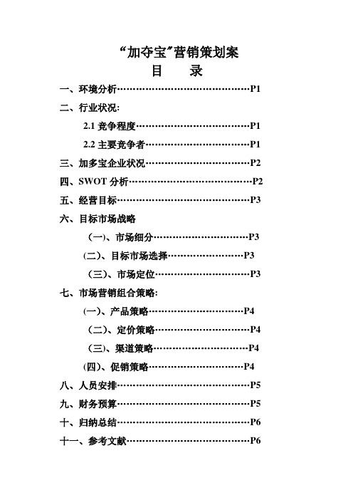 “加多宝”团队营销策划书