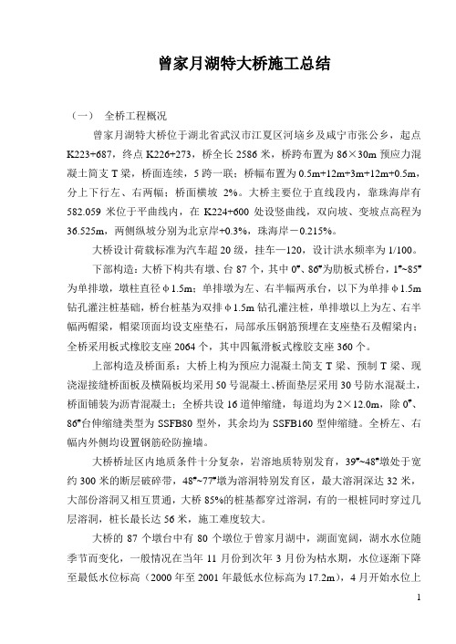 曾家月湖特大桥施工总结---彭溢、程丹
