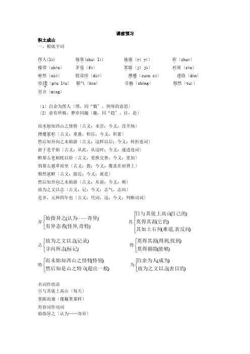 高中_高一语文始得西山宴游记课前预习试题